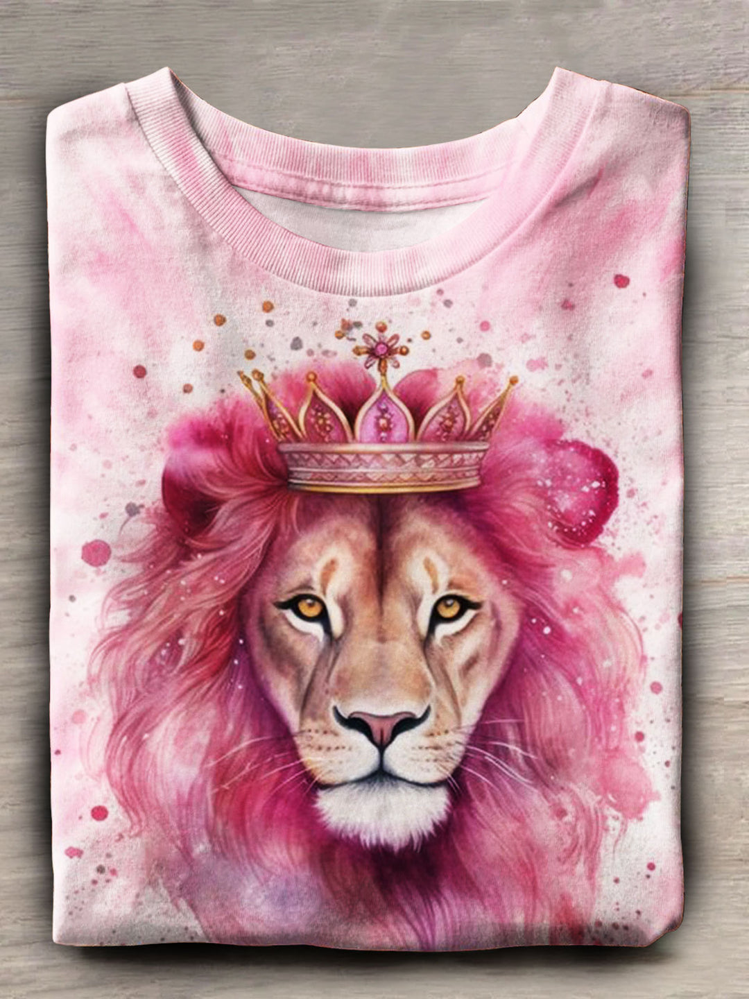 Pink Lion Queen Tie Dye Printed Short Sleeve Top