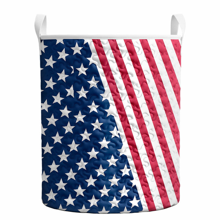 American Flag Laundry Basket Quilted Summer Holiday Basket Large Laundry Hamper with Handles for Bedroom adorable