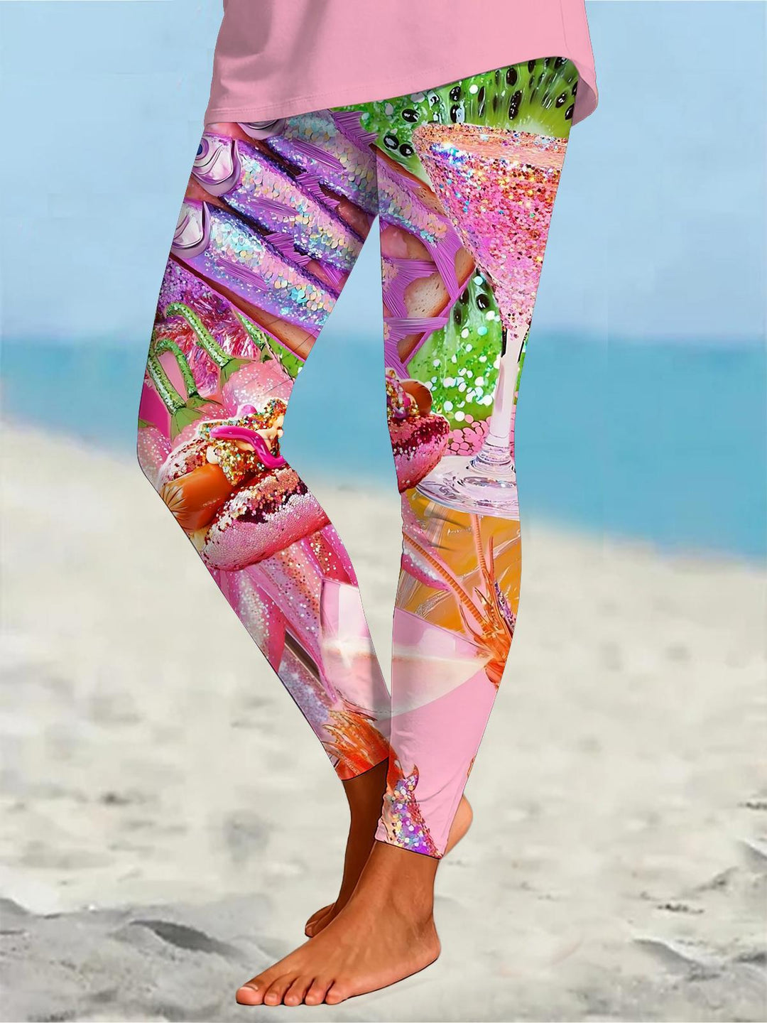 Food Hot Dog Cocktail Fish Shrimp Print Women's Leggings