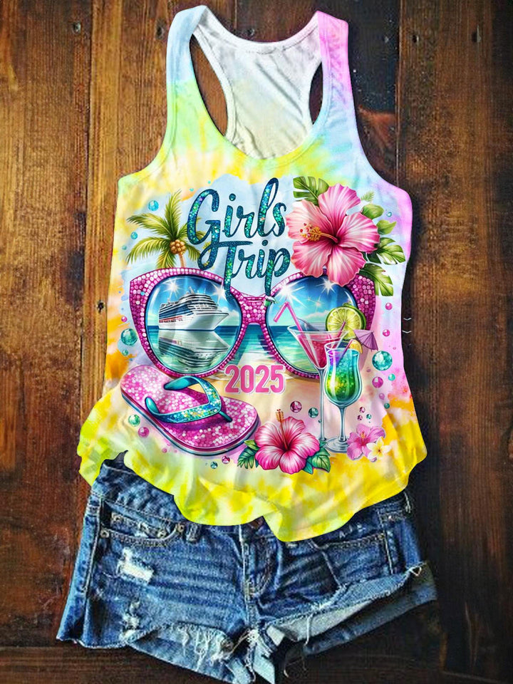 Girl Trip Vacation Printed Casual Tank Top