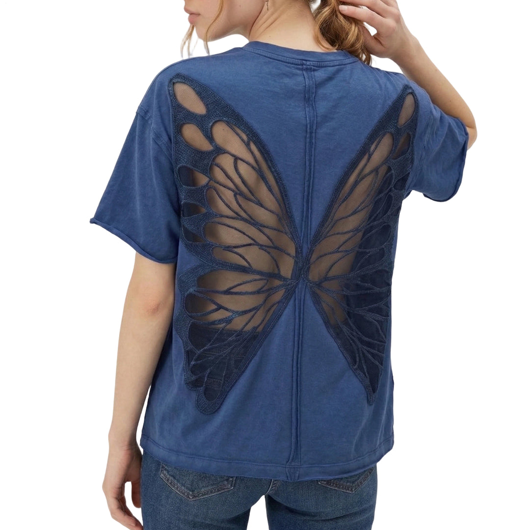 Cut Out Tops for Women Butterfly Cut Out Back Fashion Casual T Shirts Loose Fit Basic Tops for Going Out newcomer