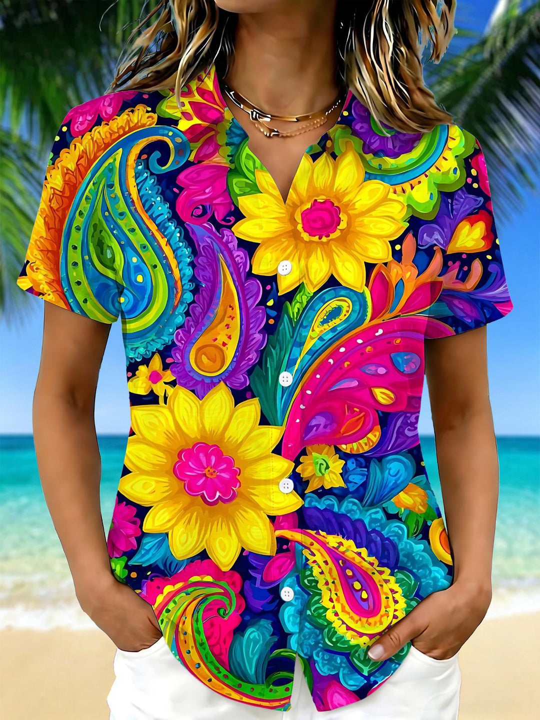 Floral Women's Short Sleeve Shirts