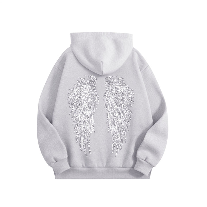 Angel Wings Hoodie Women Sequin Glitter Casual Oversized Long Sleeve Pullover Hoodies Trendy Tops for Travel here