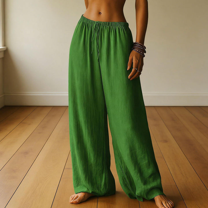 Cotton Wide Leg Pants for Women Drawstring Casual Elastic Waist Pants Flowy Cotton Beach Trousers for Travel charitable
