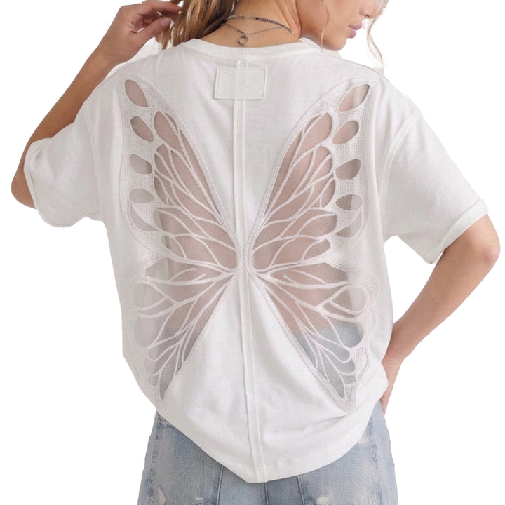 Cut Out Tops for Women Butterfly Cut Out Back Fashion Casual T Shirts Loose Fit Basic Tops for Going Out newcomer