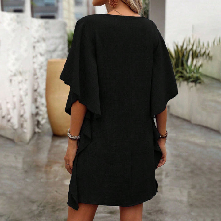 V Neck Ruffle Dress Summer Fashion Ruffle Short Sleeve Casual Shift Dress for Beach Vacation Daily Wear gifts