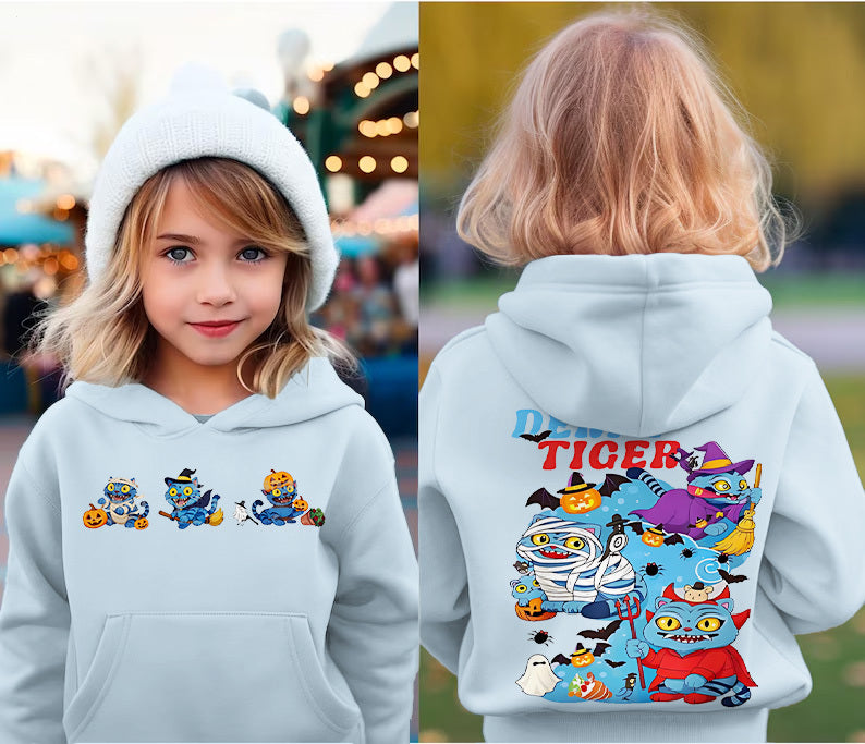 Halloween Demon Cat Derpy Children's Hooded Hoodie