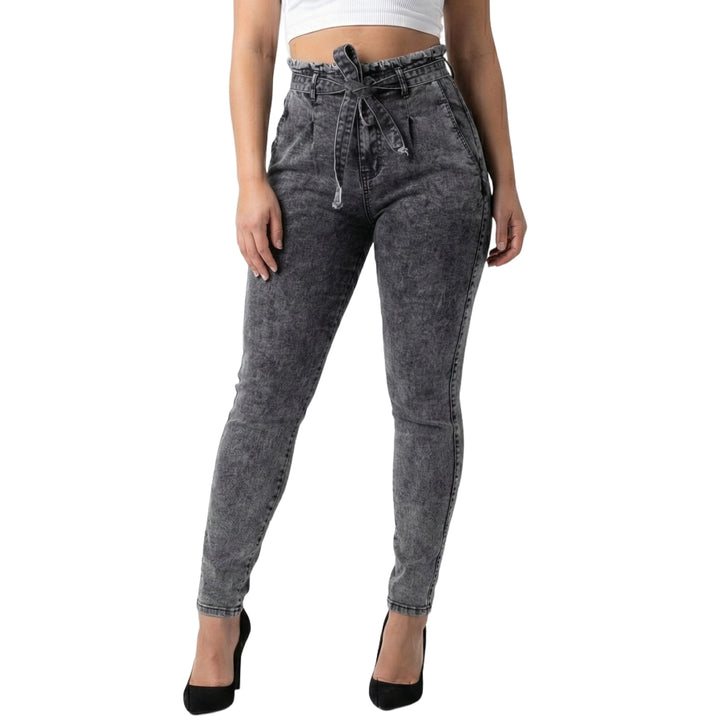 Women Skinny Jeans Mid Rise Tassel Waist Denim Pants Slim Fit Distressed Trendy Trousers for Travel Dating handsome