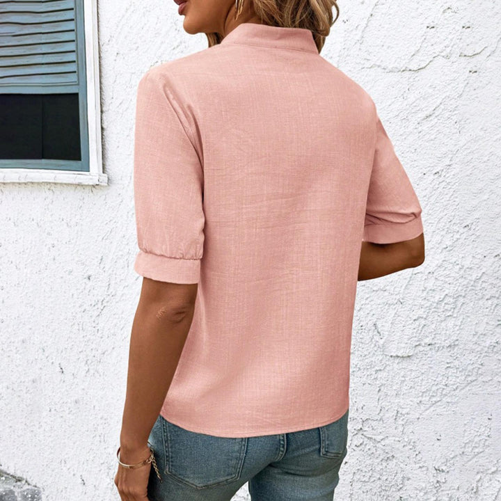 Embroidered Blouses for Women V Neck Floral Embroidered Top Short Sleeve Blouses Fashion Clothes for Travel generous