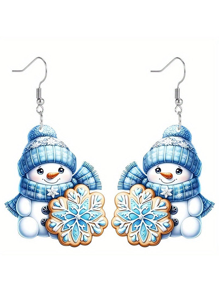Sequin Acrylic Cartoon Christmas Snowman Earrings