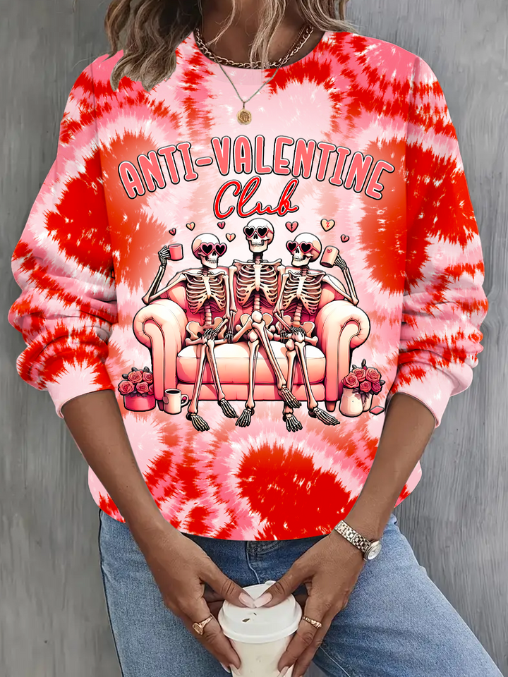 Anti Valentine Club Long Sleeve Casual Top