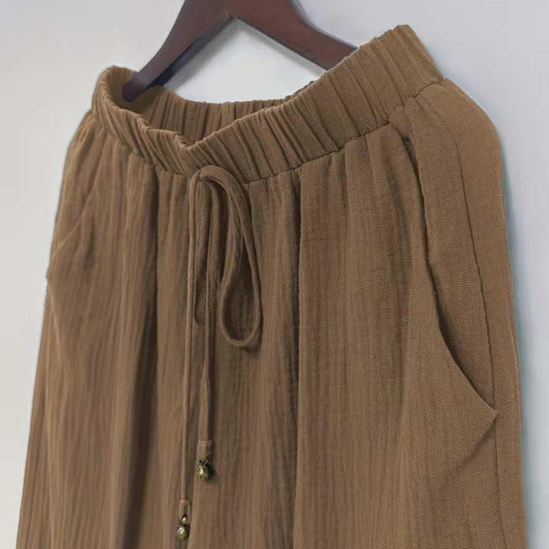 Harem Pants for Women Cotton Summer Boho Slacks with Pockets Lounge Drawstring Pants for Vacation Beach refined