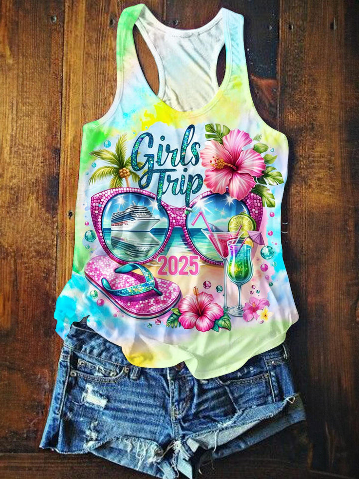 Girl Trip Vacation Printed Casual Tank Top