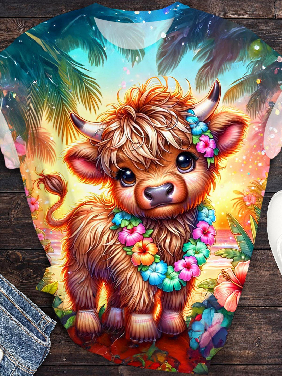 Cute Cow Vacation Crew Neck T-shirt