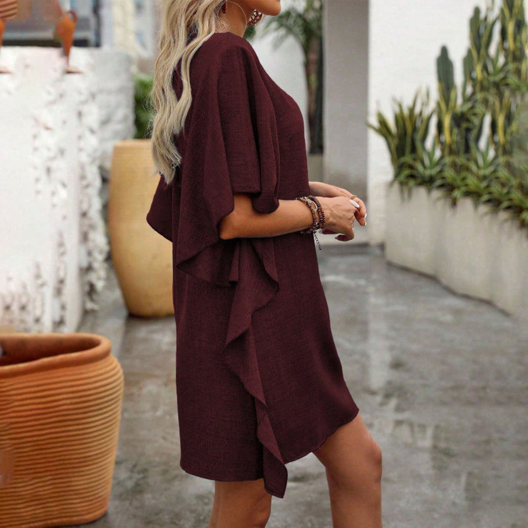 V Neck Ruffle Dress Summer Fashion Ruffle Short Sleeve Casual Shift Dress for Beach Vacation Daily Wear gifts