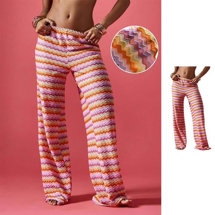 Striped Pants Women Wide Leg Elastic Waist Striped Wide Leg Pants Casual Loose Trousers for Everyday Wear exceptional