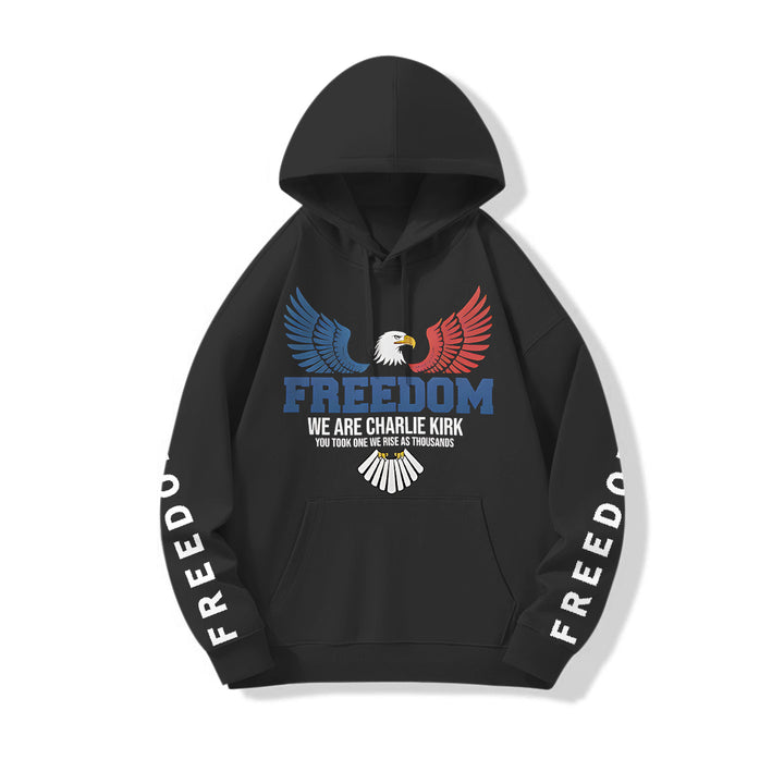 Call for Freedom Loose Fit Hooded Sweatshirt With Pockets