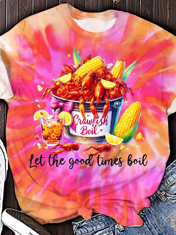 Crawfish Watercolor Crew Neck T-shirt