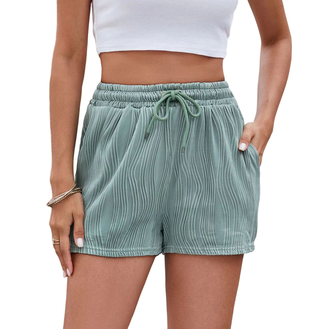Womens Elastic Waist Shorts Drawstring Loose Elastic Waist Shorts with Pockets Textured Bottoms for Beach charitable