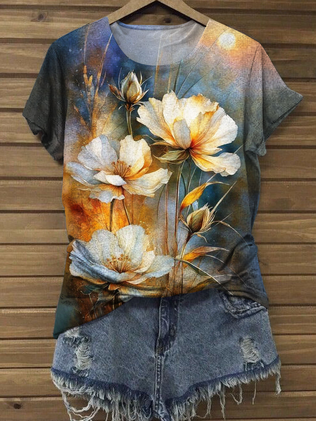 Women's Floral Print Casual Short Sleeve Top
