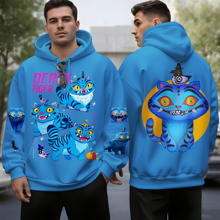 Demon Hunter Tiger Unisex Long Sleeve Hooded Pocket Sweatshirt