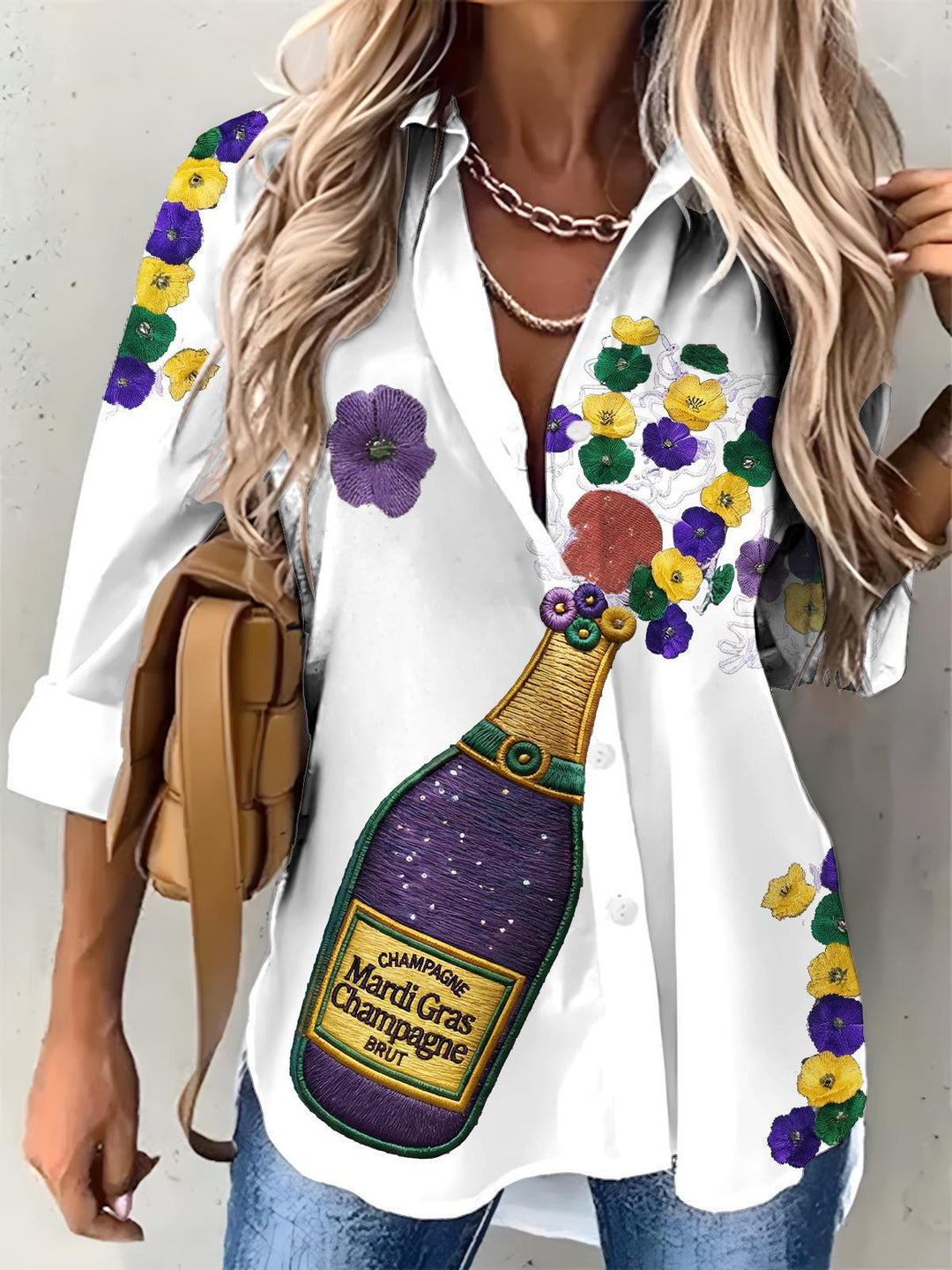 Women's Mardi Gras Printed Casual Shirt