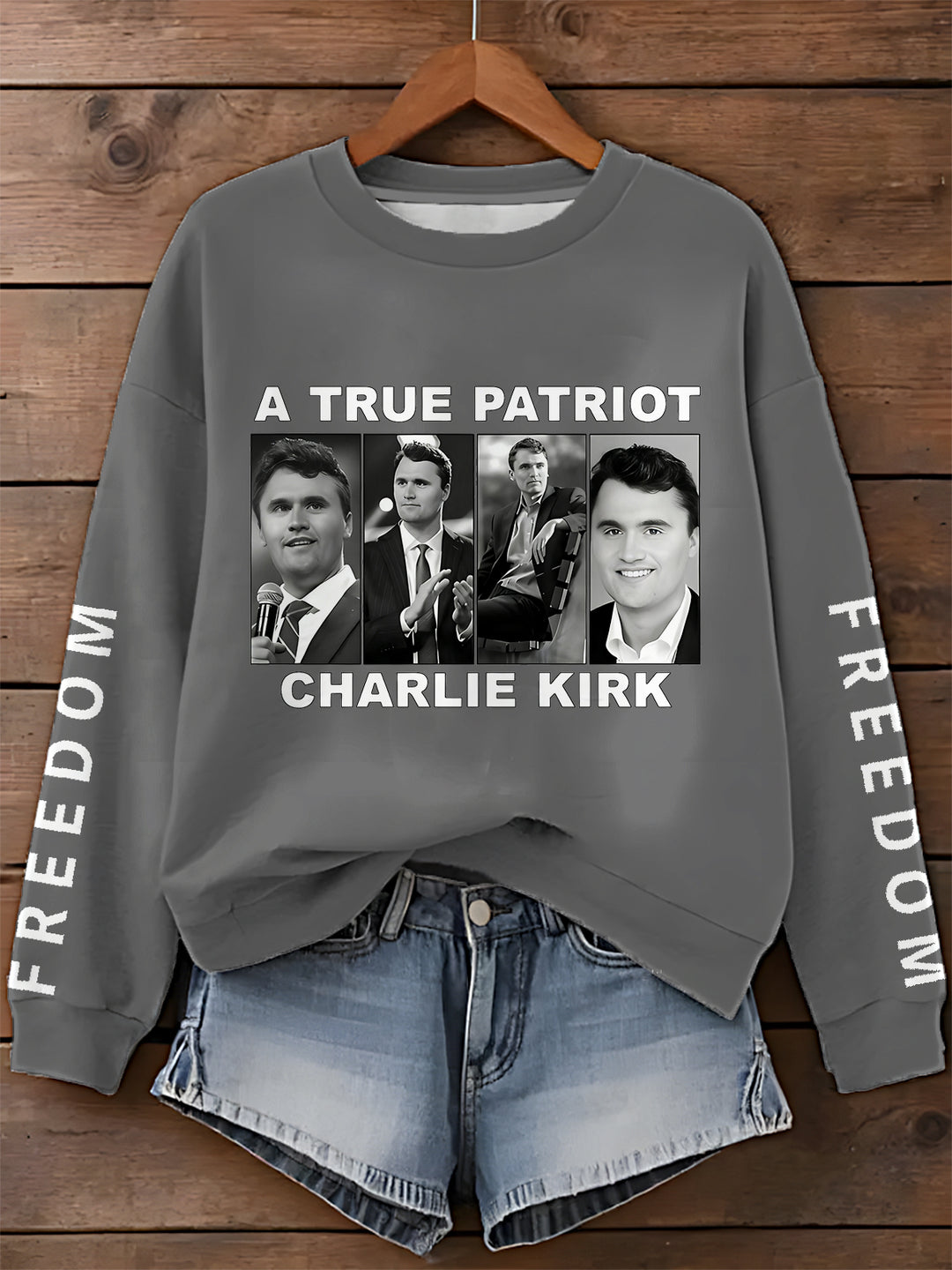 Charlie Kirk Printed Long Sleeve Casual Top