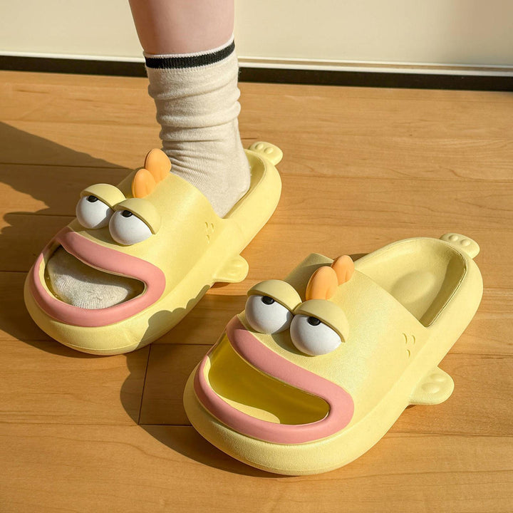 Fish Slippers for Women Open Toe Indoor Funny Animal Slippers Cartoon Anti-Slip Shower Slides for Bedroom ingenious