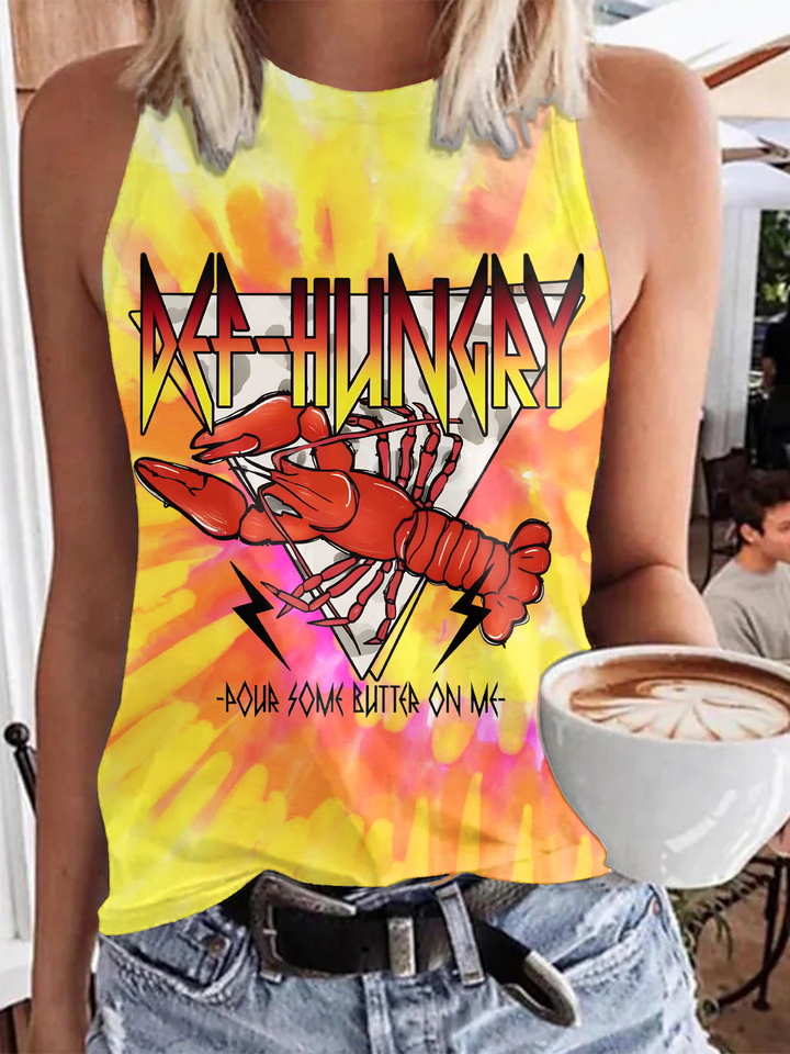 Def-Hungry Pour Some Butter On Me Print Casual Sleeveless Top