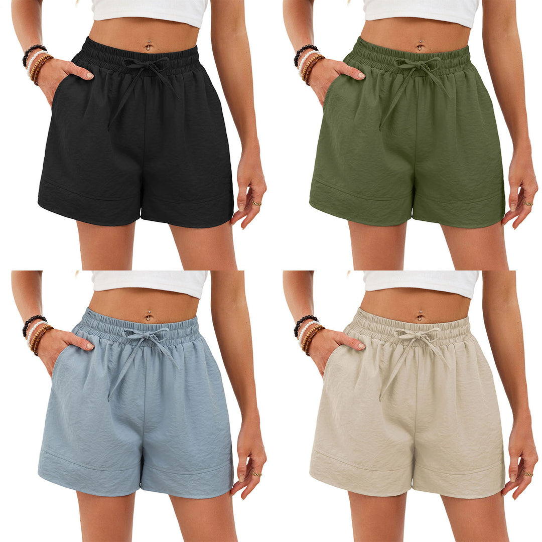 Womens Shorts Casual High Waist Summer Drawstring Elastic Waist Shorts Casual Trendy Pants for Walking Travel applied