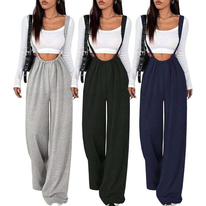 Womens Suspender Pants High Waisted Casual Sleeveless Jumpsuit Baggy Wide Leg Suspender Overalls for Travel classy