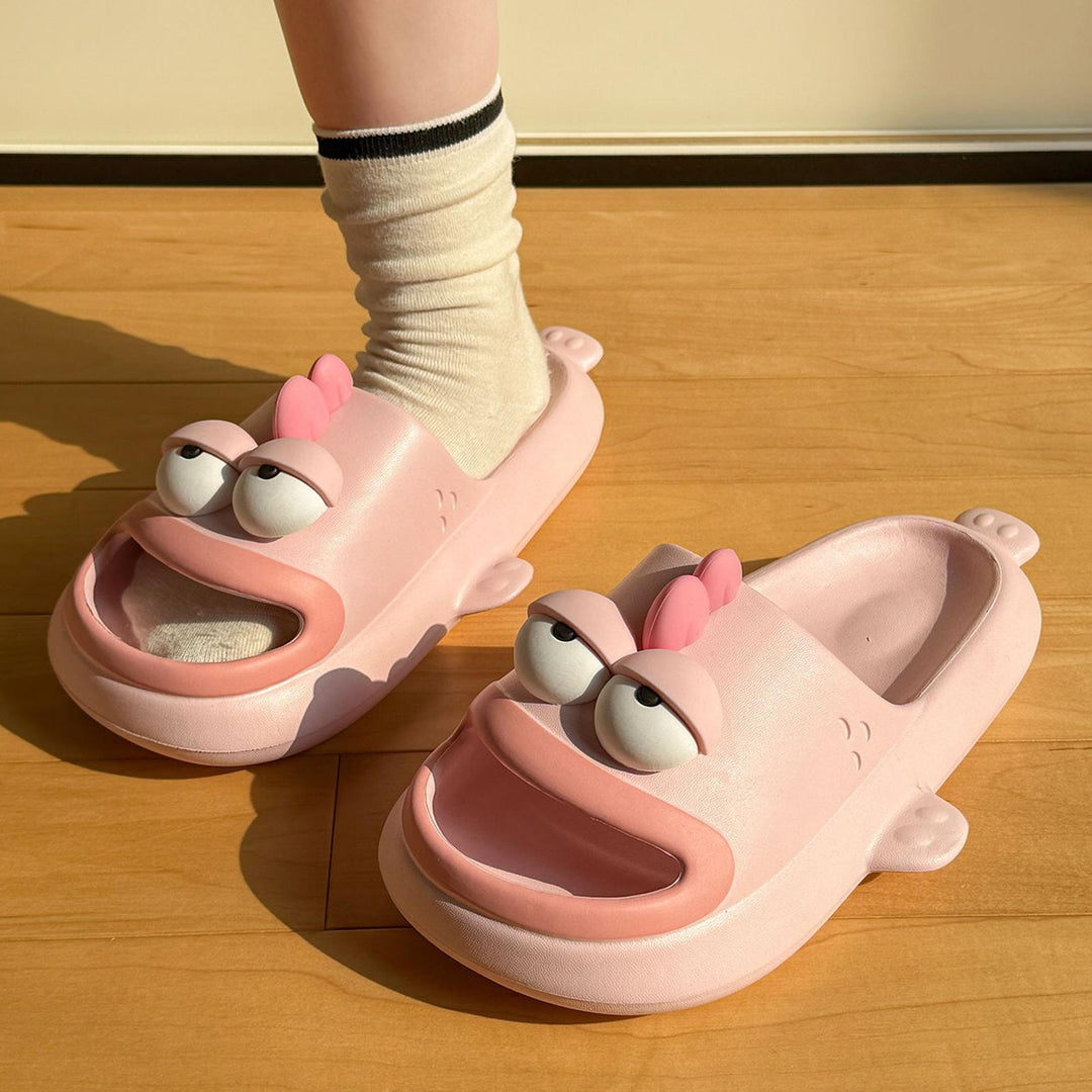 Fish Slippers for Women Open Toe Indoor Funny Animal Slippers Cartoon Anti-Slip Shower Slides for Bedroom ingenious