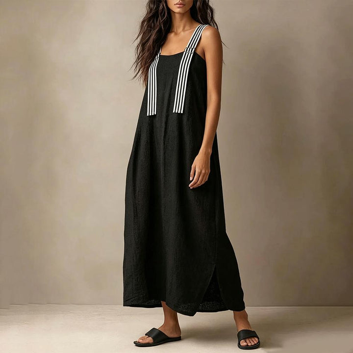 Midi Sleeveless Dresses for Women Striped Shoulder Strap Beach Vacation Loose Sleeveless Dress for Travel useful