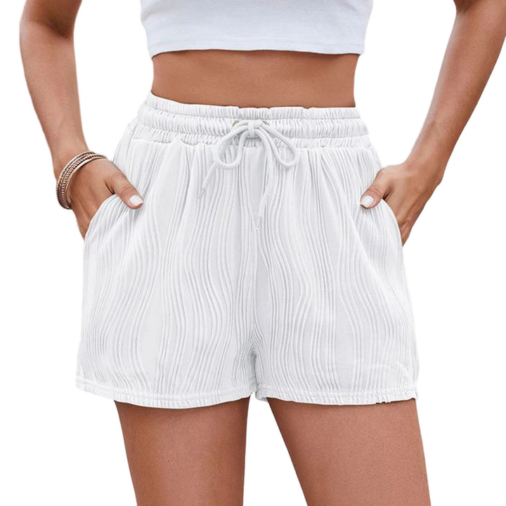 Womens Elastic Waist Shorts Drawstring Loose Elastic Waist Shorts with Pockets Textured Bottoms for Beach charitable