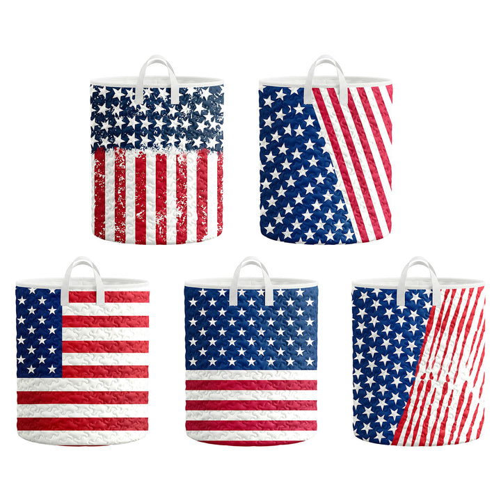 American Flag Laundry Basket Quilted Summer Holiday Basket Large Laundry Hamper with Handles for Bedroom adorable
