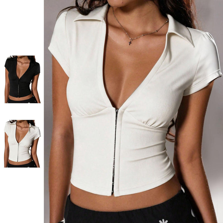 Low Cut Womens Tops Deep V Neck Slim Fit Short Sleeve Corset Tops Sexy Summer Going Out Shirts for Party Club expert