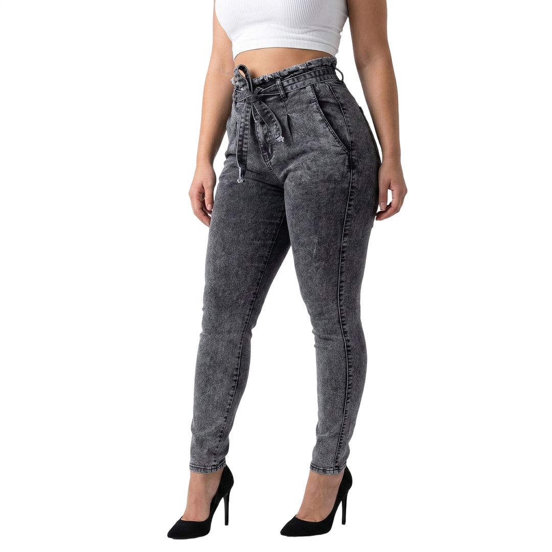 Women Skinny Jeans Mid Rise Tassel Waist Denim Pants Slim Fit Distressed Trendy Trousers for Travel Dating handsome