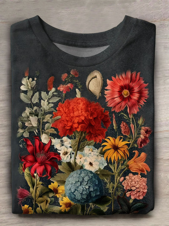 Wrap Top -cotton-  long sleeves- retro flowers yellow