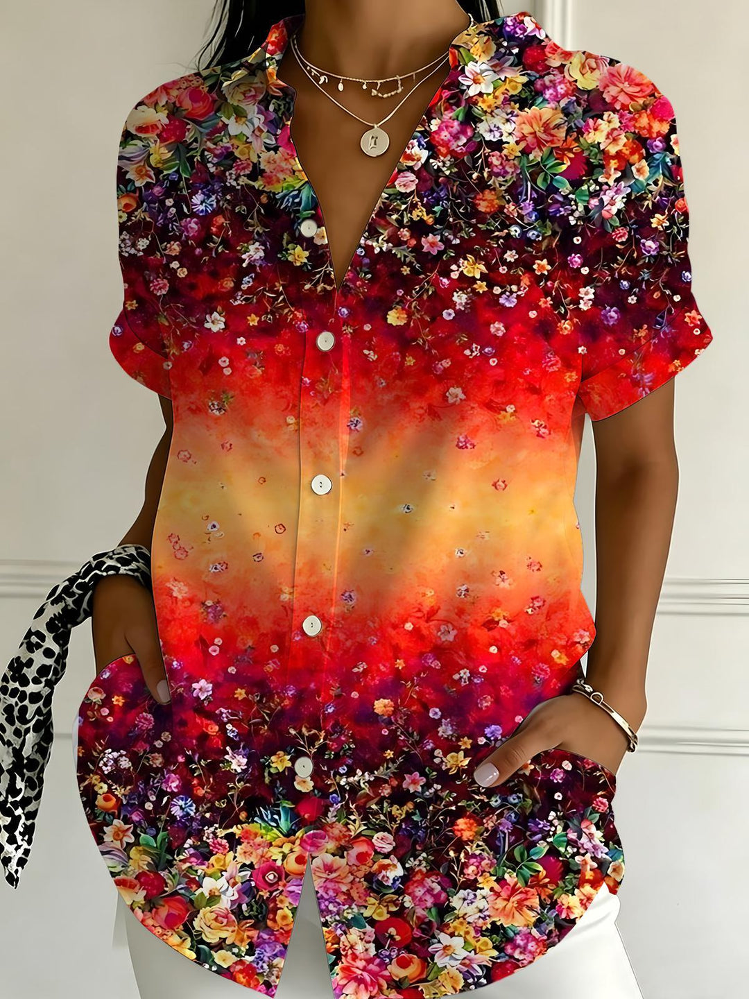 Floral Women's Short Sleeve Shirts