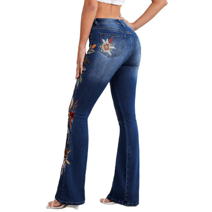 Women Flare Jeans Embroidered High Waisted Bell Bottom Jeans Trendy Fitted Flattering Denim Pants for Dating feasible