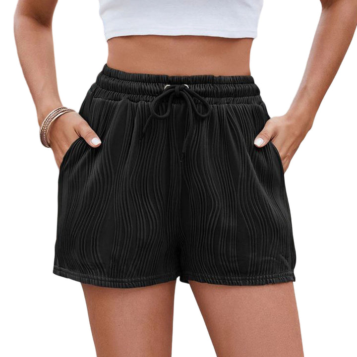 Womens Elastic Waist Shorts Drawstring Loose Elastic Waist Shorts with Pockets Textured Bottoms for Beach charitable