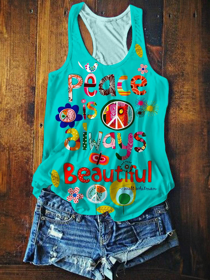 Hippie Fun Print Printed Casual Tank Top
