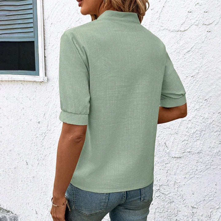 Embroidered Blouses for Women V Neck Floral Embroidered Top Short Sleeve Blouses Fashion Clothes for Travel generous