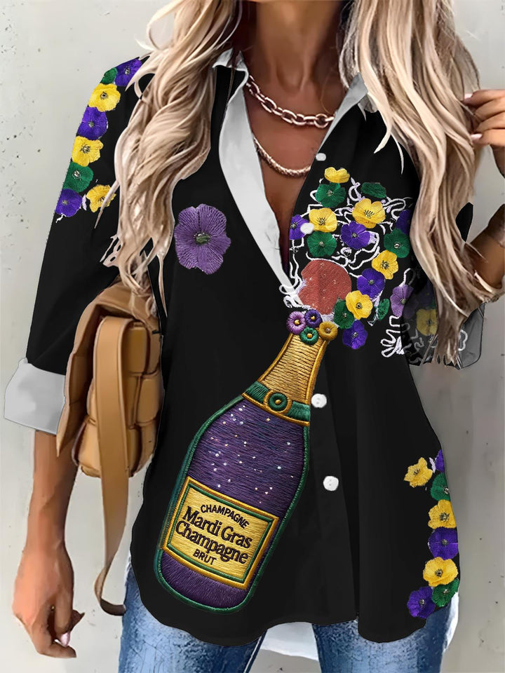 Women's Mardi Gras Printed Casual Shirt