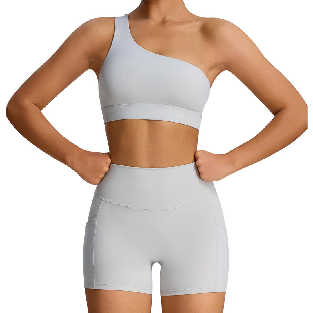 Bra and Shorts Workout Set High Waisted Seamless Off Shoulder Sports Bra and Shorts Lounge Set for Running favorable