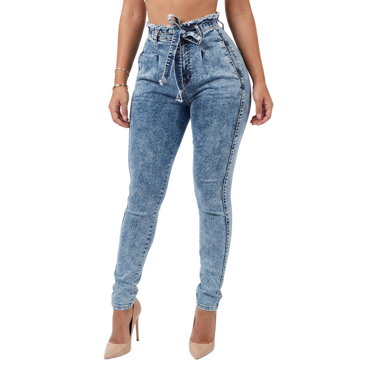 Women Skinny Jeans Mid Rise Tassel Waist Denim Pants Slim Fit Distressed Trendy Trousers for Travel Dating handsome