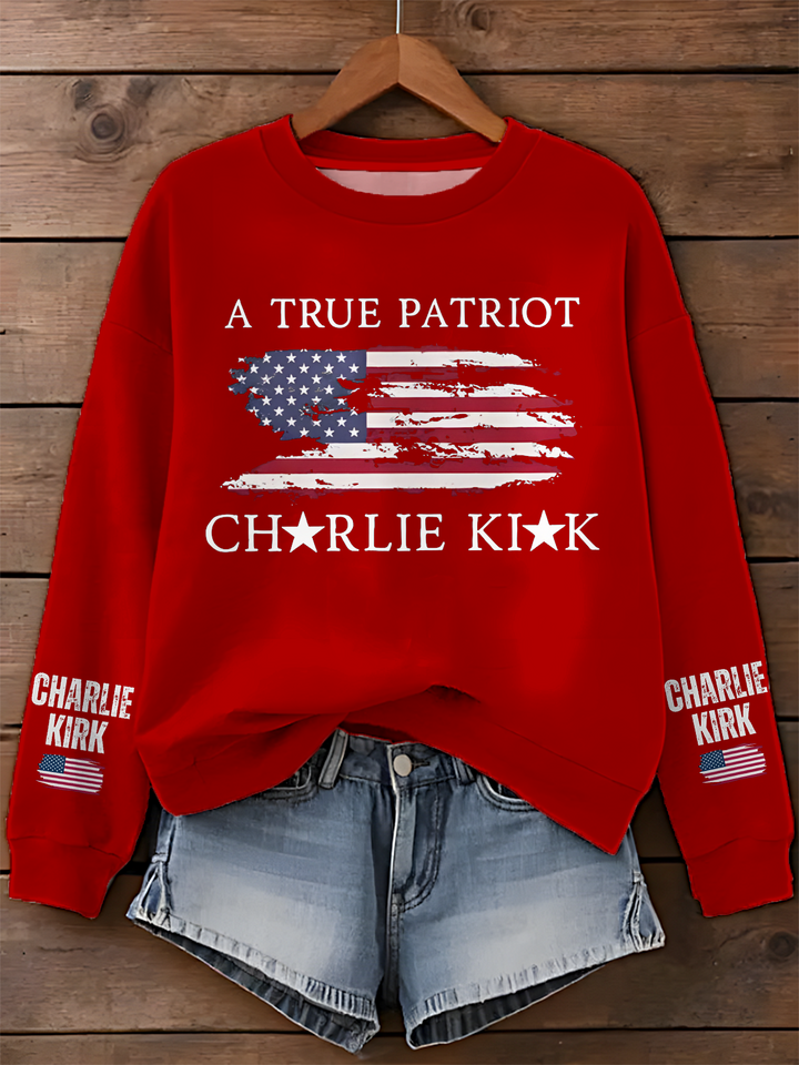 Charlie Kirk Memorial Printed Long Sleeve Casual Top
