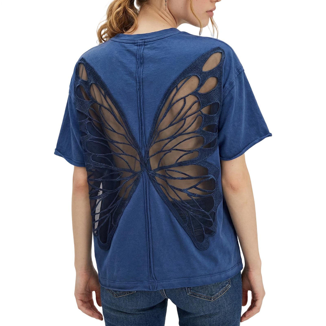 Cut Out Tops for Women Butterfly Cut Out Back Fashion Casual T Shirts Loose Fit Basic Tops for Going Out newcomer