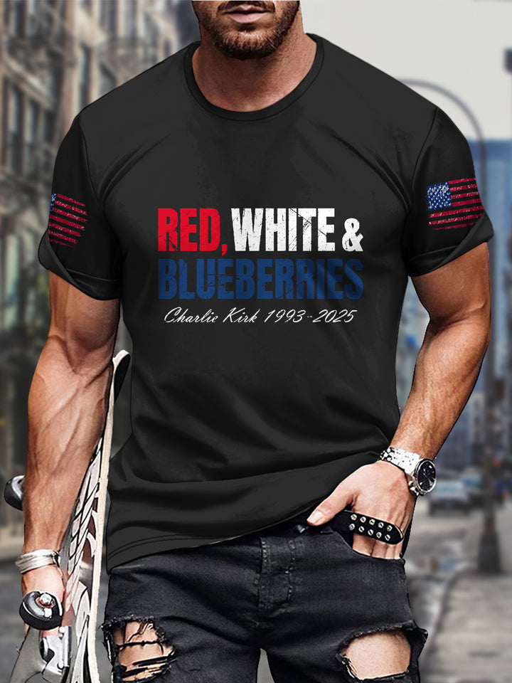 Freedom Round Neck Short Sleeve Men's T-shirt