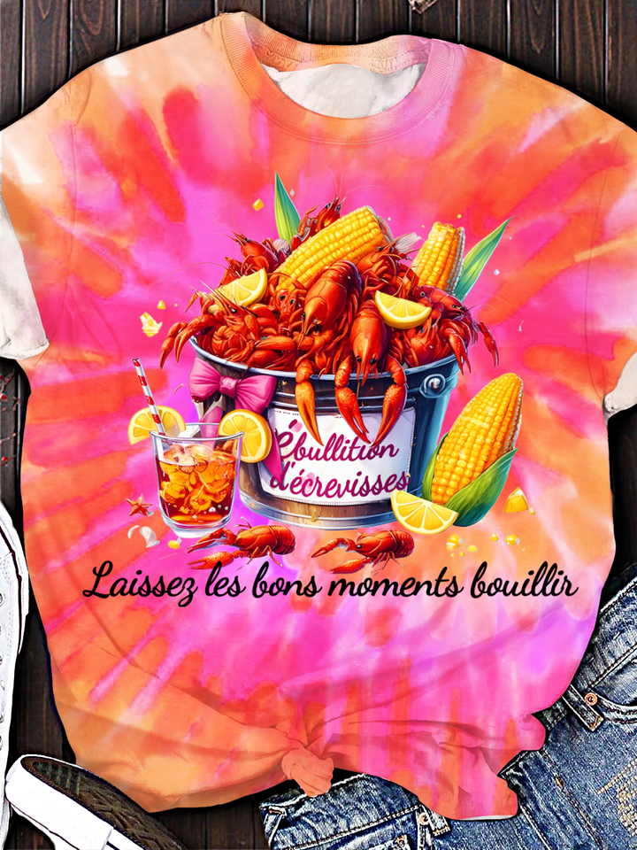 ébullition D'écrevisses Laissez Les Bons Moments Bouillir Crew Neck T-shirt
